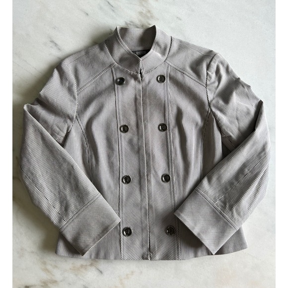 Kenneth Cole Reaction Seersucker‎ Blazer Jacket Double Breasted Career Size 10 - Picture 1 of 11